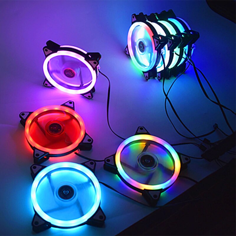 12CM 15LED 120mm PC Computer Super Mute LED Case Fan Cool LED Dual Aperture Computer Case Cooling High Performance Cooler