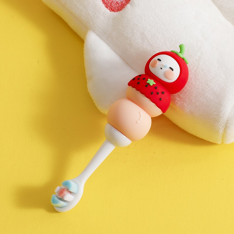 Leuke Kids Tandenborstel Met Cartoon Handvat Ultra Zachte Tandenborstel Voor Baby Dental Care Kids Training Tanden Borstel Voor 0-6 Jaar Oud: red