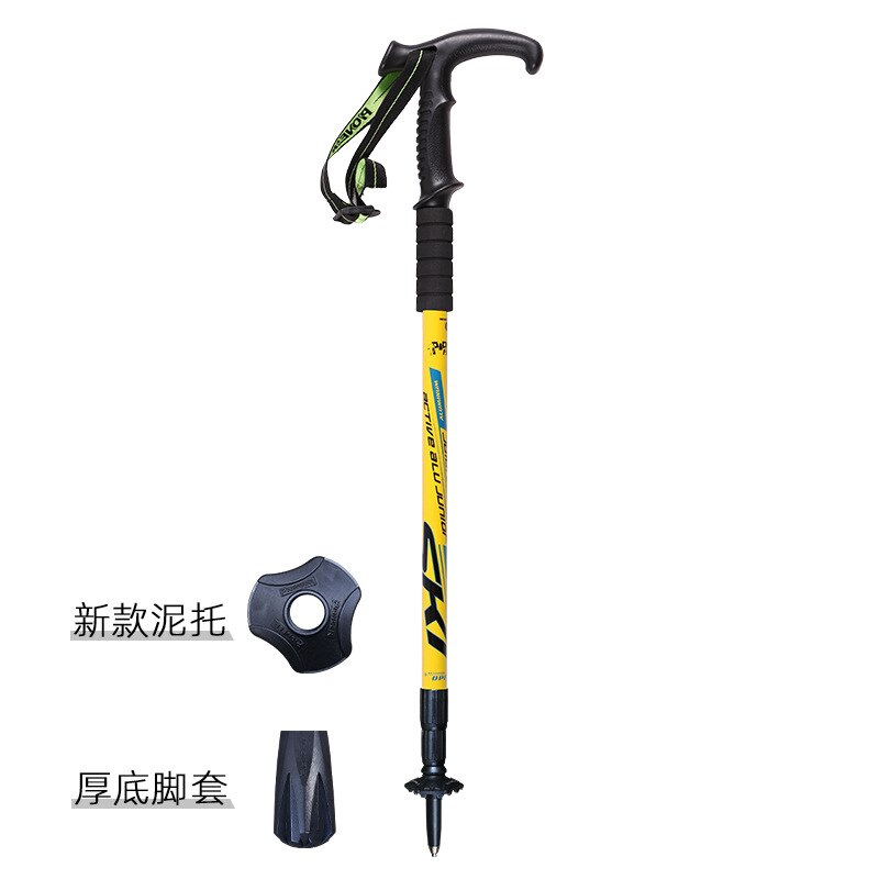 Pioneer – bâton de randonnée ultraléger à poignée en T, 3 Sections, pour Camping en plein air, canne d&#39;escalade: Yellow