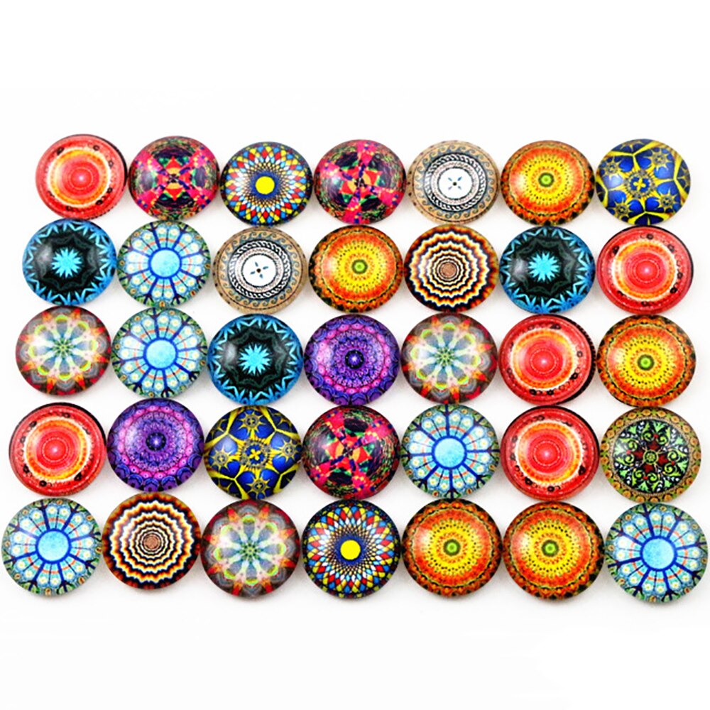 50pcs 12mm 14 style Mixed Flower Handmade Photo Glass Cabochons Pattern Domed Jewelry Accessories Supplies: G2-25