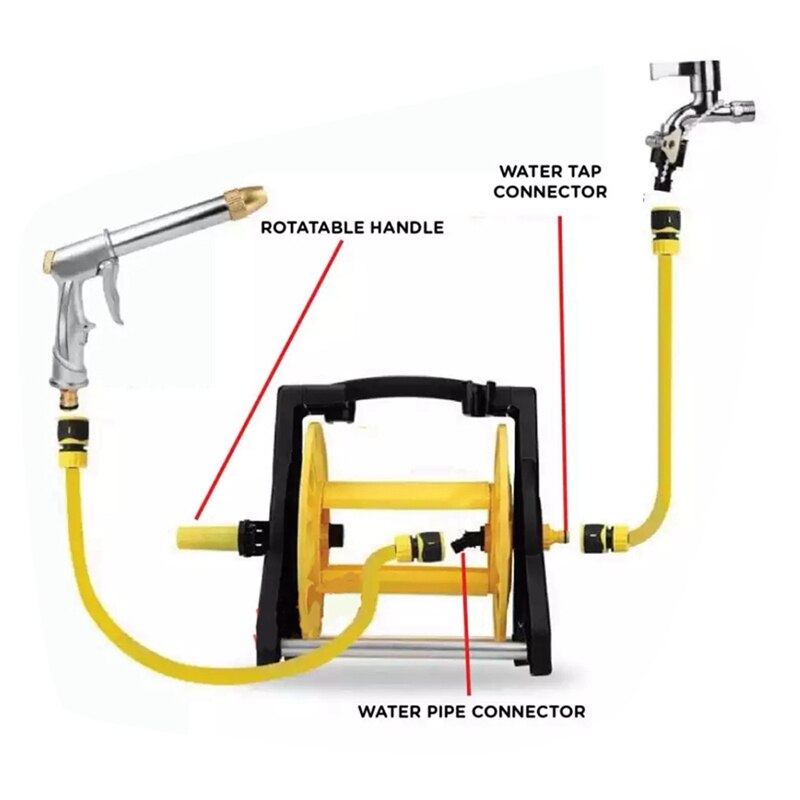 Garden Hose Reel Cart Water Hose Holder for Outside Storage Reel with Wheels for Yard Lawn Farm Patio Holds