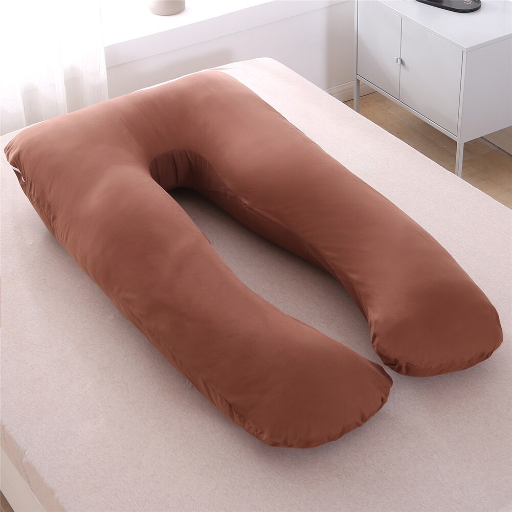 140X80Cm Zwangerschap Kussensloop Zachte Flanel U-vormige Comfortabele Multifunctionele Moederschap Lichaam Removeable Pillow Case Nieuw: Brown