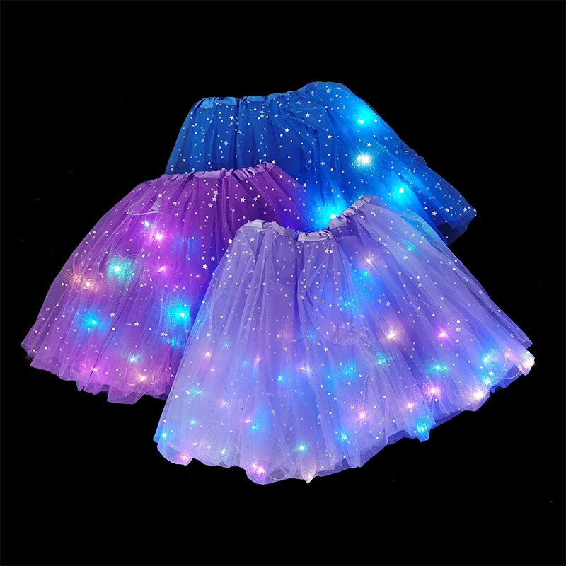 LED świecące światło spódnica z tiulu dorosłych dzieci dziewczyny księżniczka Tutu spódnica dzieci tkaniny Party taniec minispódniczka kostium ubrania Cosplay