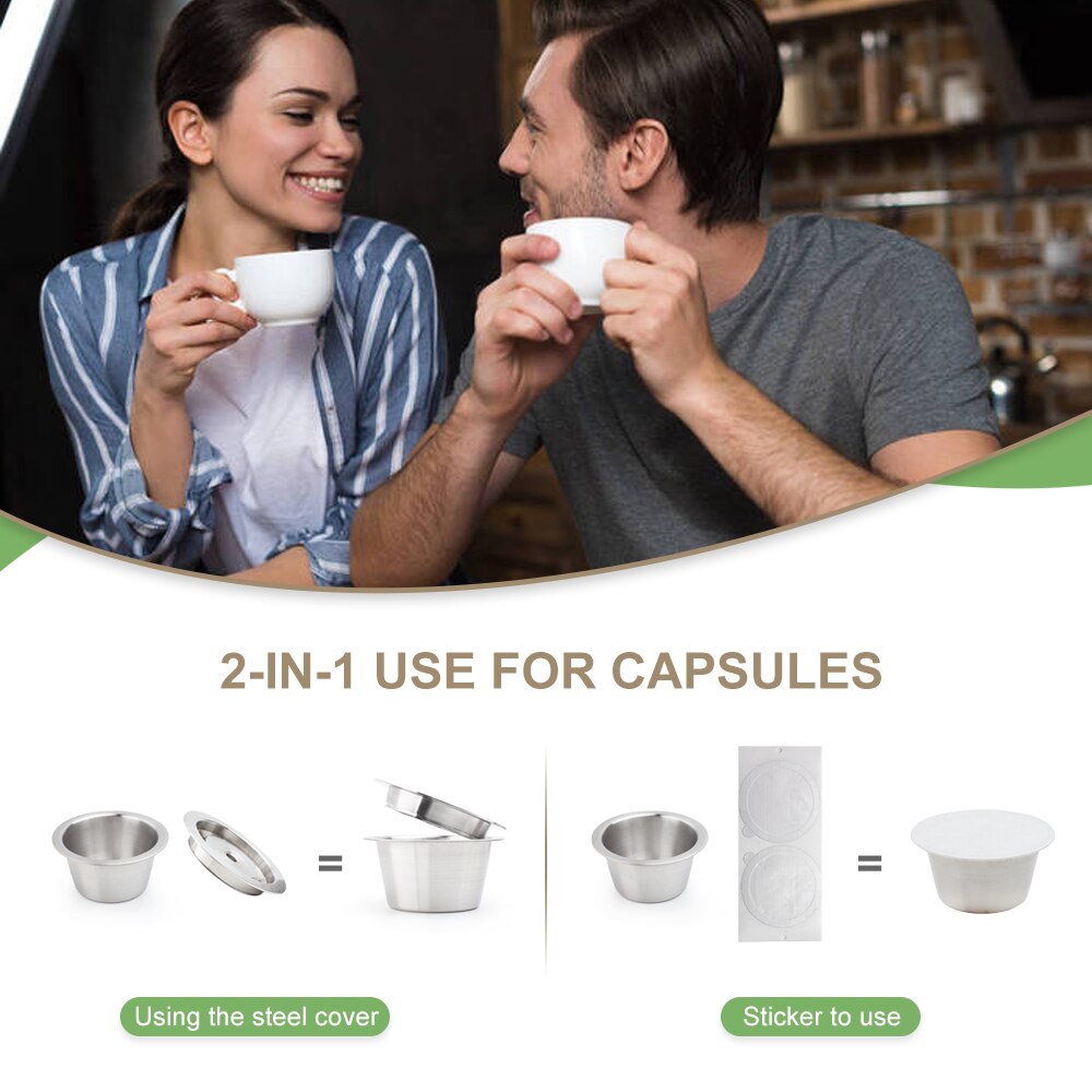 2 way use/CAPSULONE reusable Coffee capsule pod fit For Nespresso Vertuo Vertuoline metal Stainless Steel Refillable Capsule