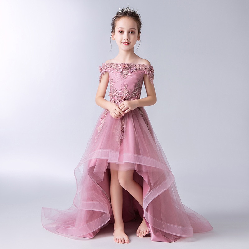 Flower Girl Dress Children Bridemaid Mermaid Wedding Dresses For Kids Pink Tutu Gowns Girls Boutique Party Wear Frocks
