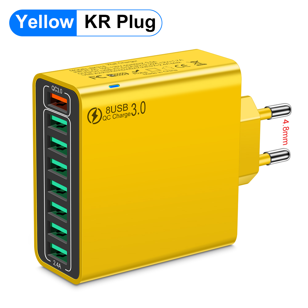 Total 100W 8 Ports charge rapide USB chargeur mural QC3.0 adaptateur de téléphone Portable Portable pour iPhone Huawei Samsung Xiaomi: Universel