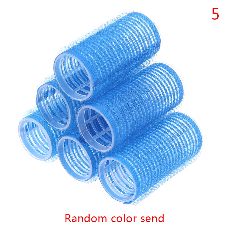 6 st/set flera storlekar slumpmässig färg stora självgrepp hår rullar proffs salong frisör papiljotter hår salong verktyg: 3cm