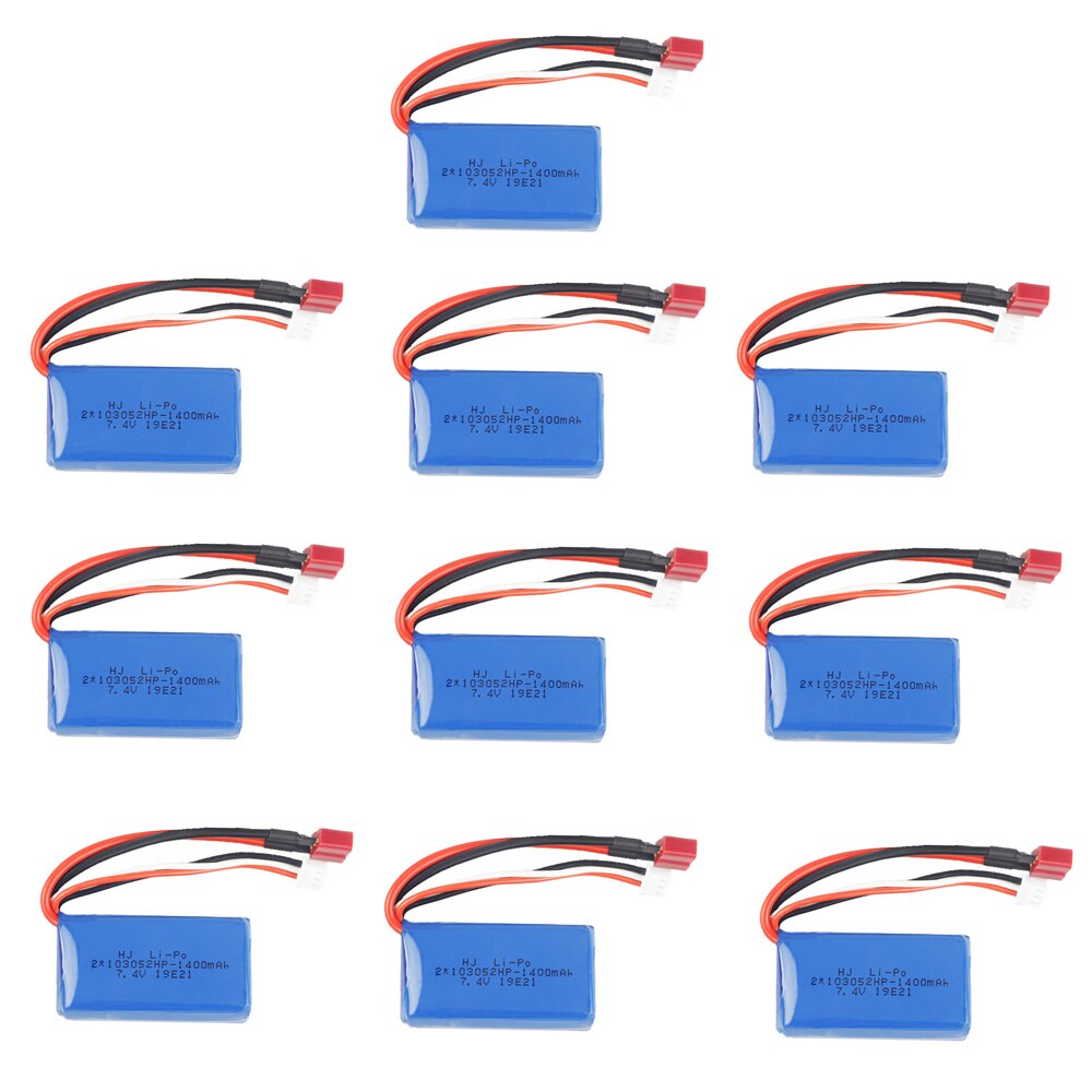 5Pcs 7.4 V 1400Mah Oplaadbare Lipo Batterij 25C 103052 Voor Wltoys A959-B A969-B A979-B K929-B Rc Auto Vrachtwagen onderdelen 2S 7.4 V