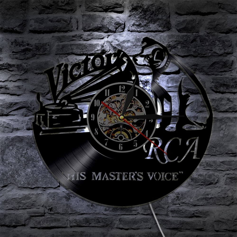 1Piece Victor RCA Vinyl Record Clock Cute Dog Handmade Wall Decor Animals Vintage Hanging Art Timepiece Clocks