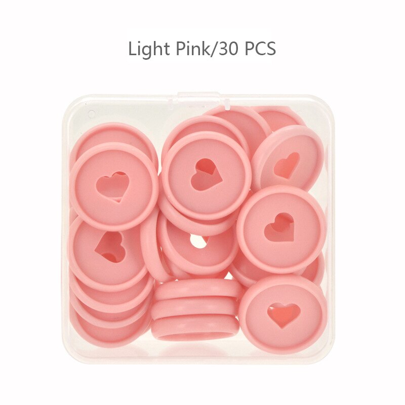 30pcs 28mm Plastic Ring Binder Discs Mushroom Hole Loose-leaf Disc Heart Binding Buckle Binder Planner Ring Notebook Accessories: Light Pink-30pcs