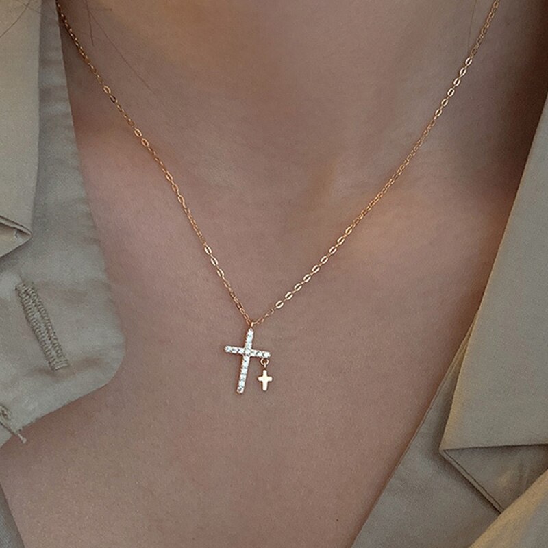 Doce margarida flor gargantilha feminino colar curto clavícula corrente esmalte festa de casamento jóias acessórios elegantes presentes: Cross Necklace