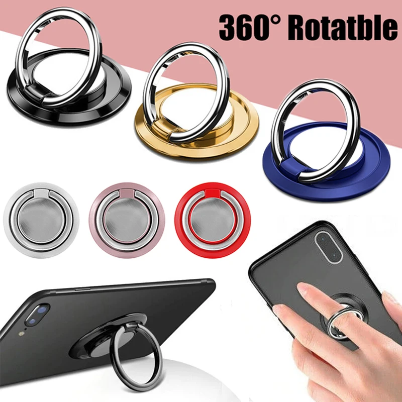 Soporte Universal para anillo de dedo, agarre giratorio de 360 grados para teléfono móvil, montaje magnético para coche, adhesivo trasero para almohadilla