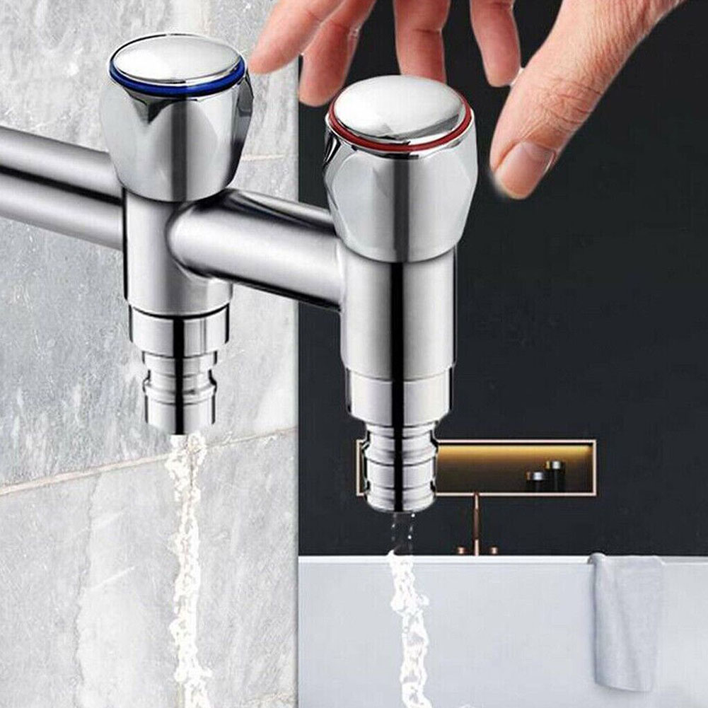 & COLD TAP Kraan Handvat Kraan Handvat METAAL VERCHROOM VERVANGING TOP HOOFD COVERS 2 STUKS Badkamer 3.2x3.9cm
