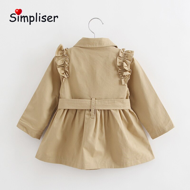 Elegante Meisjes Klassieke Trenchcoat Kids Meisjes Streetwear Windjack Kaki Roze Uitloper Kinderen Lange Mouwen Kleding Riem