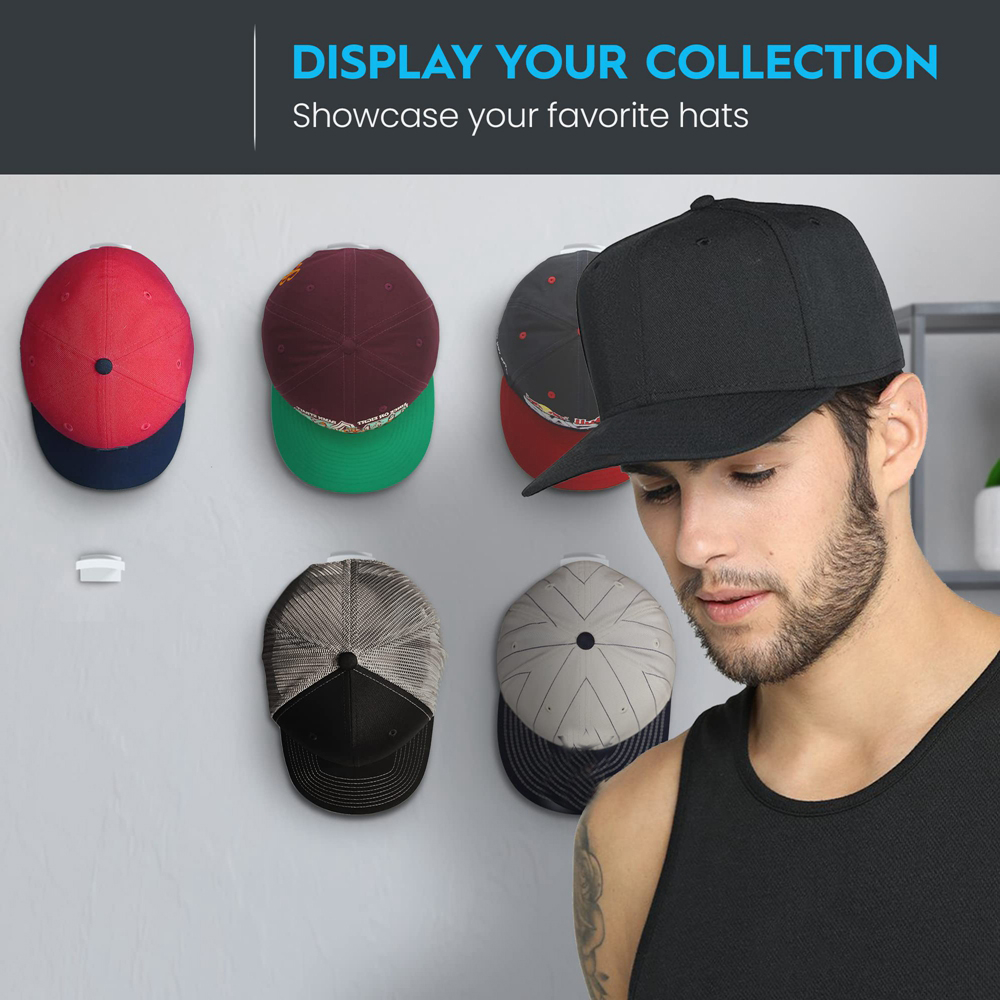 Estante adhesivo para sombreros, ganchos de exhibición para puerta de pared, soporte para gorra de béisbol, organizador de almacenamiento de armario, colgador de gorra fuerte, 10 Uds.