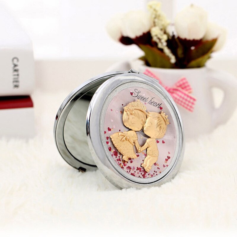 Asklove maquillage Miroir feuille d'or Miroir Portable pliant maquillage or Miroir envoyer amant petite amie cosmétiques miroirs