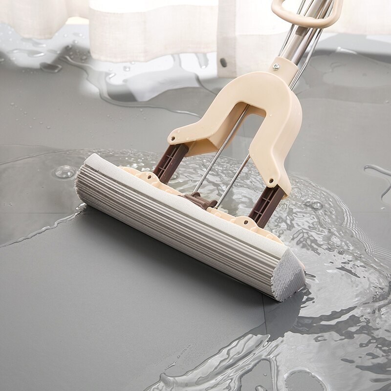 Strong Floor Mop Absorbent Folding Sponge Mop Stainless Steel Handle Pad Home Floor Cleaning Tool Home Bathroom Kitchen Clean