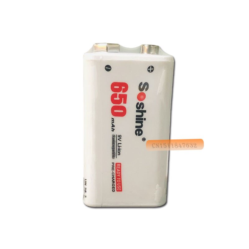 2pcs Soshine Power Battery 6F22 9V Li-ion Lithium 650mAh Chemistry Rechargeable Battery For Electronic Instruments