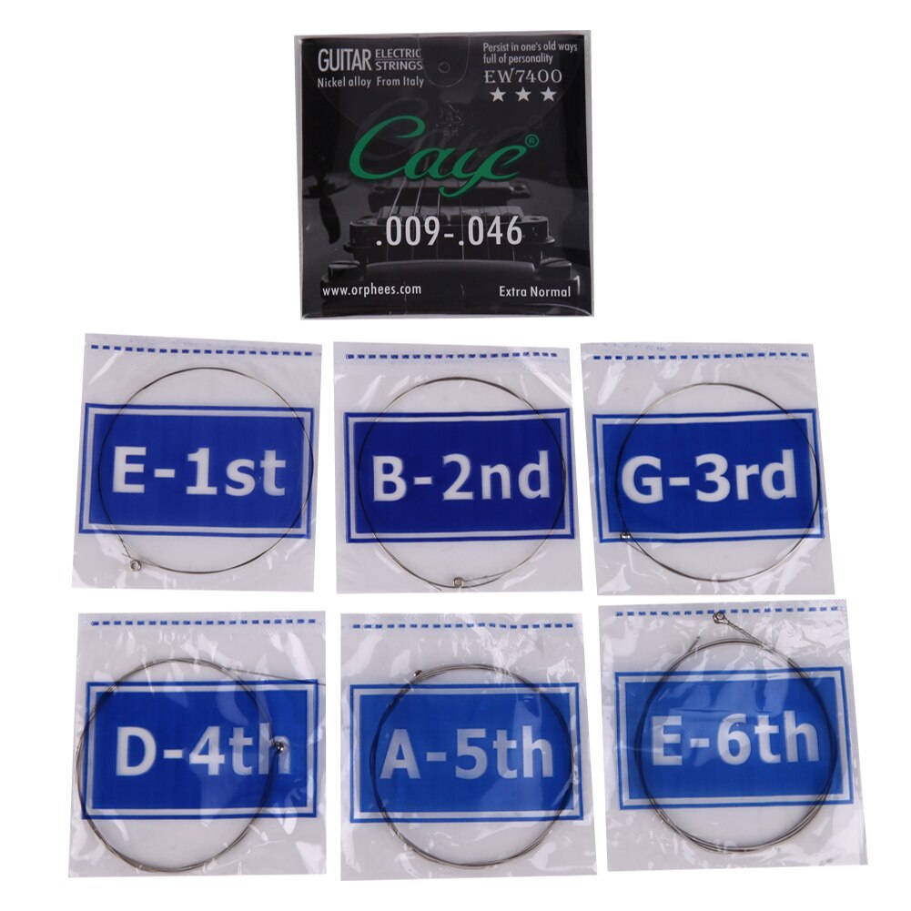 6Pcs/ Set Guitar Strings Hexagonal Carbon Stee Nickel Plated Steel Guitar Strings for Electric Guitars: EW7400 009046inch