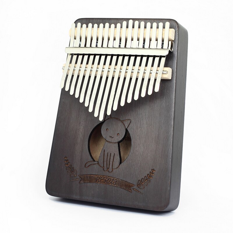 17 touches Kalimba pouce piano doigt piano débutant instrument de musique africain solide pêche coeur avec étude livre tuning marteau: Couleur de noyer