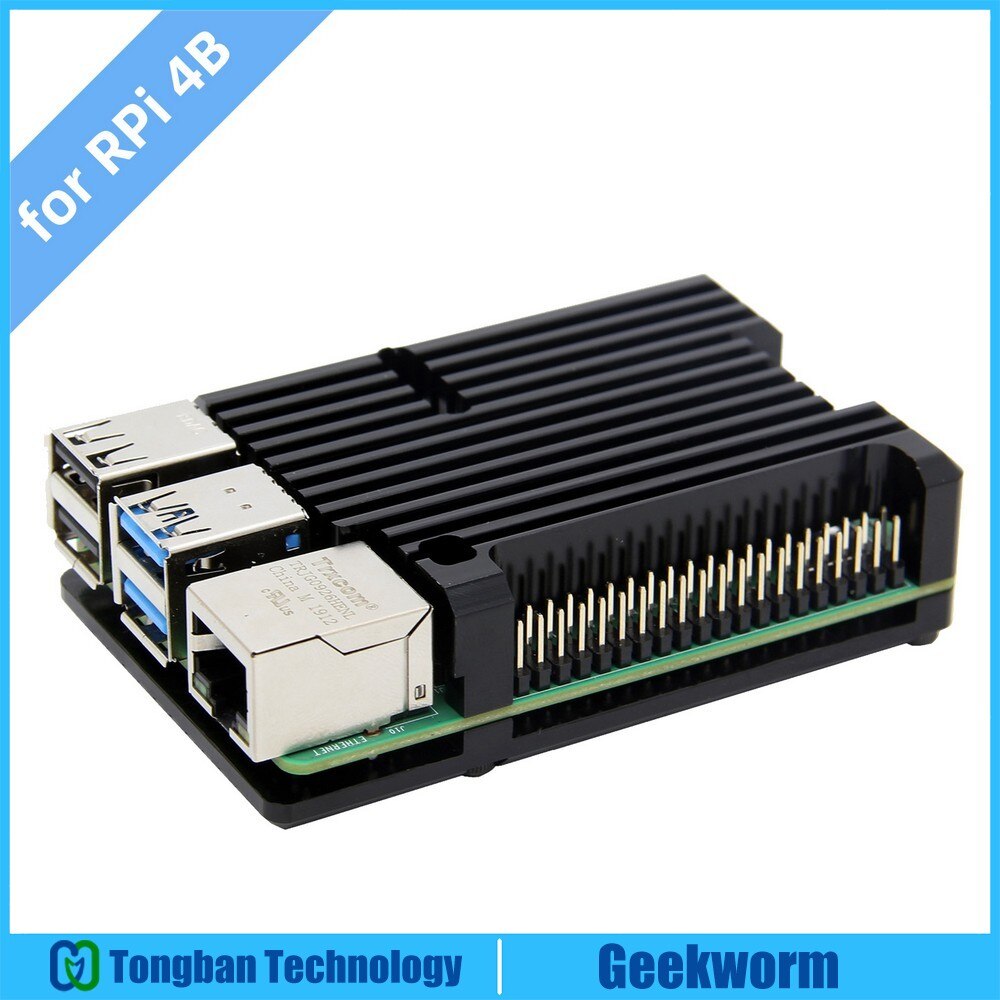 Raspberry Pi 4 Armor Heatsink Case with Dual Fan, Raspberry Pi 4B Aluminum Alloy Passive Cooling Case for Raspberry Pi 4 Model B: Case without fan