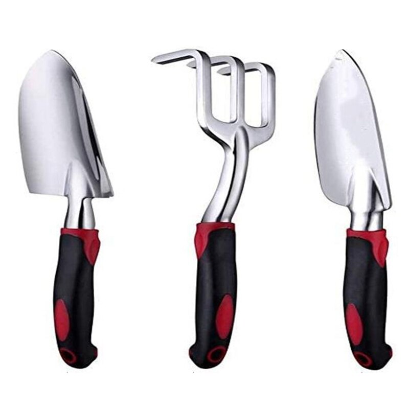 3PCS Garden Tool Set Heavy Duty Garden Hand Shovels Cast-Aluminum Garden Trowels Hand Rake with Non-Slip Rubber Grip: Default Title