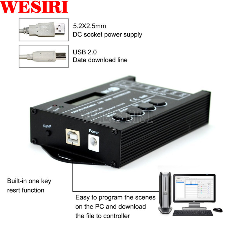 TC420 TC421 Time Programable RGB LED Controller Dimmer DC12V/24V 5 Channel Common Anode for RGB LED Lights Aquarium Lighting