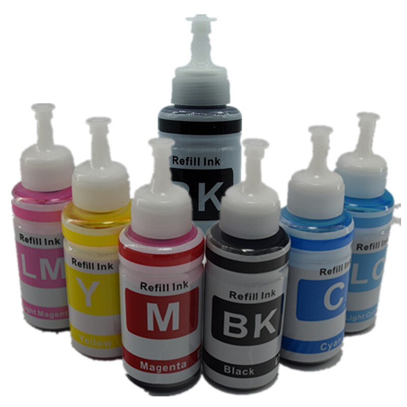 Kit de tinta de relleno No OEM, con base de inyección de tinta de 70ml, Kits para Epson L800 L801, cartucho de tinta de impresión No. T6731/2/3/4/5/6: 1 Set 1BK 7 x 70ML