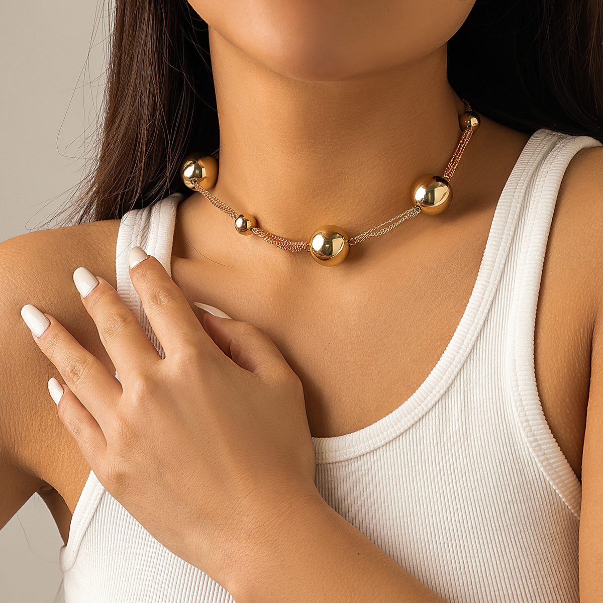 SHIXIN – collier à chaîne épais exagéré pour femmes, grand bijou ras du cou court de couleur or/argent,