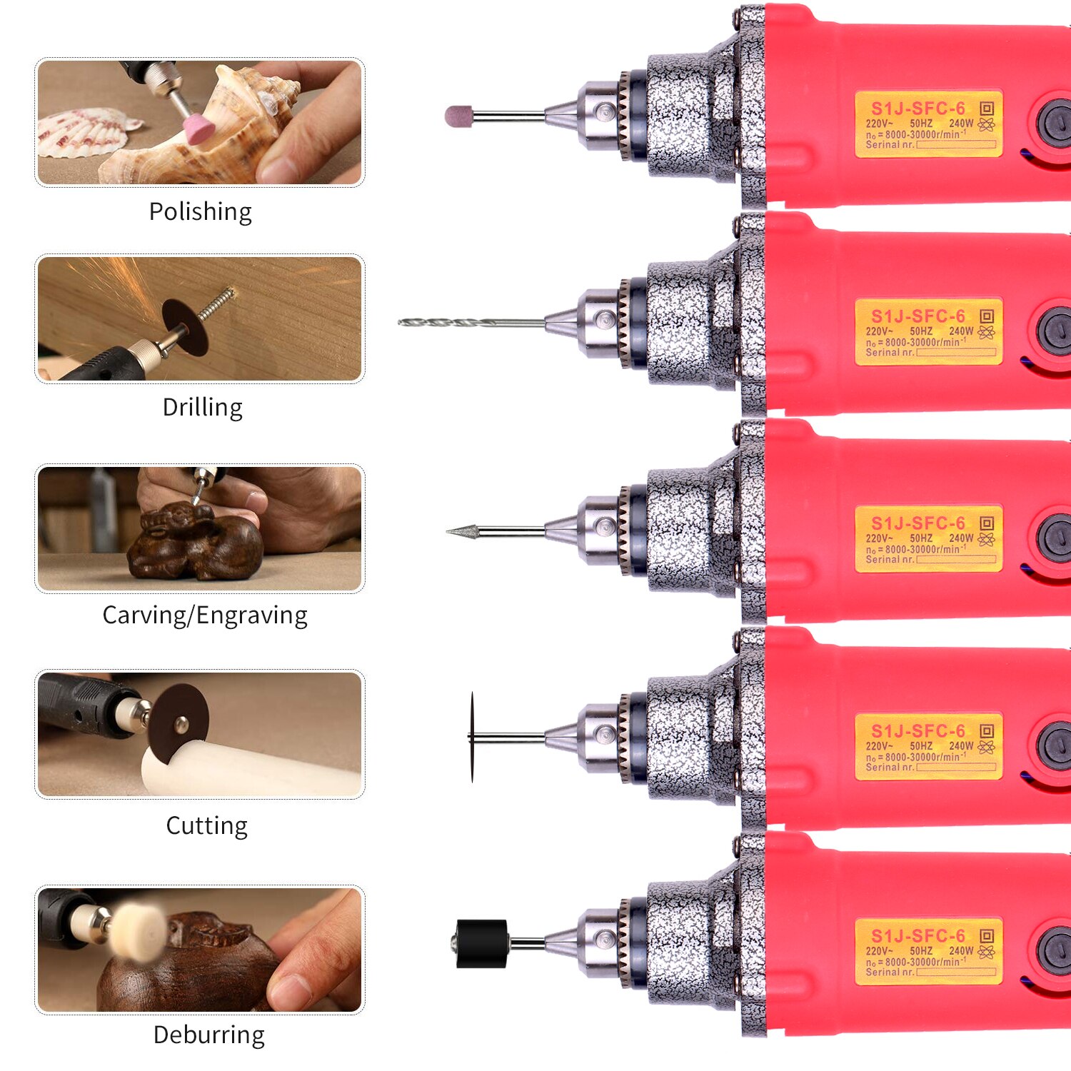 220V 240W Rotary Tool Kit Variable Speed Multifunction Electric Rotary Drill Sander Polishing Tool