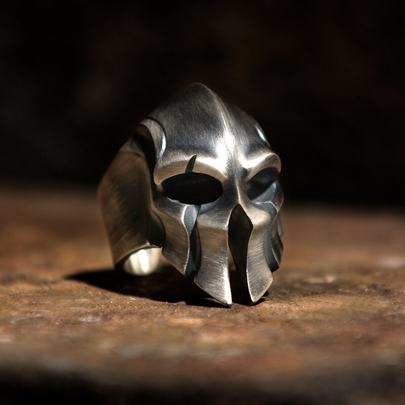 Spartan Ring Men and Women Single Ring Retro Trend Personality Skull Ring Open Ring Handmade Jewelry: Default Title