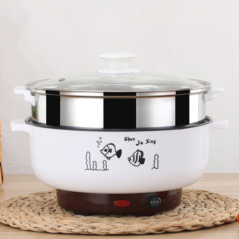 Panela elétrica multifuncional 220v, frigideira elétrica para aquecimento de ovos para macarrão