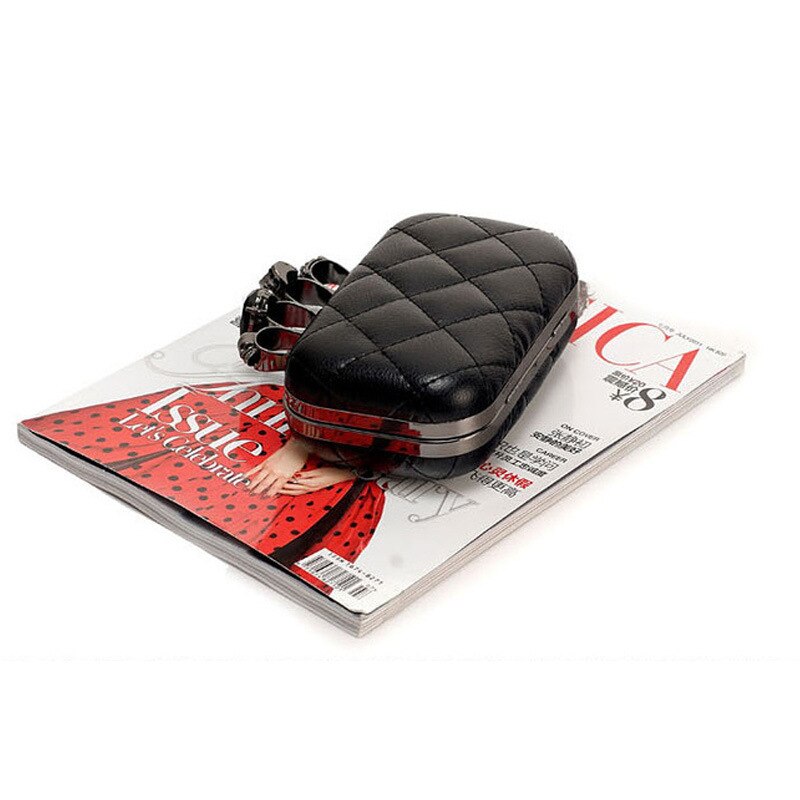 VOUS Crâne Bague Femme Sac de Soirée À Carreaux Vintage Pochette Pour Femme Sac Dames Sacs de Messager Mini Noir De Luxe Embrayages Sac À Main