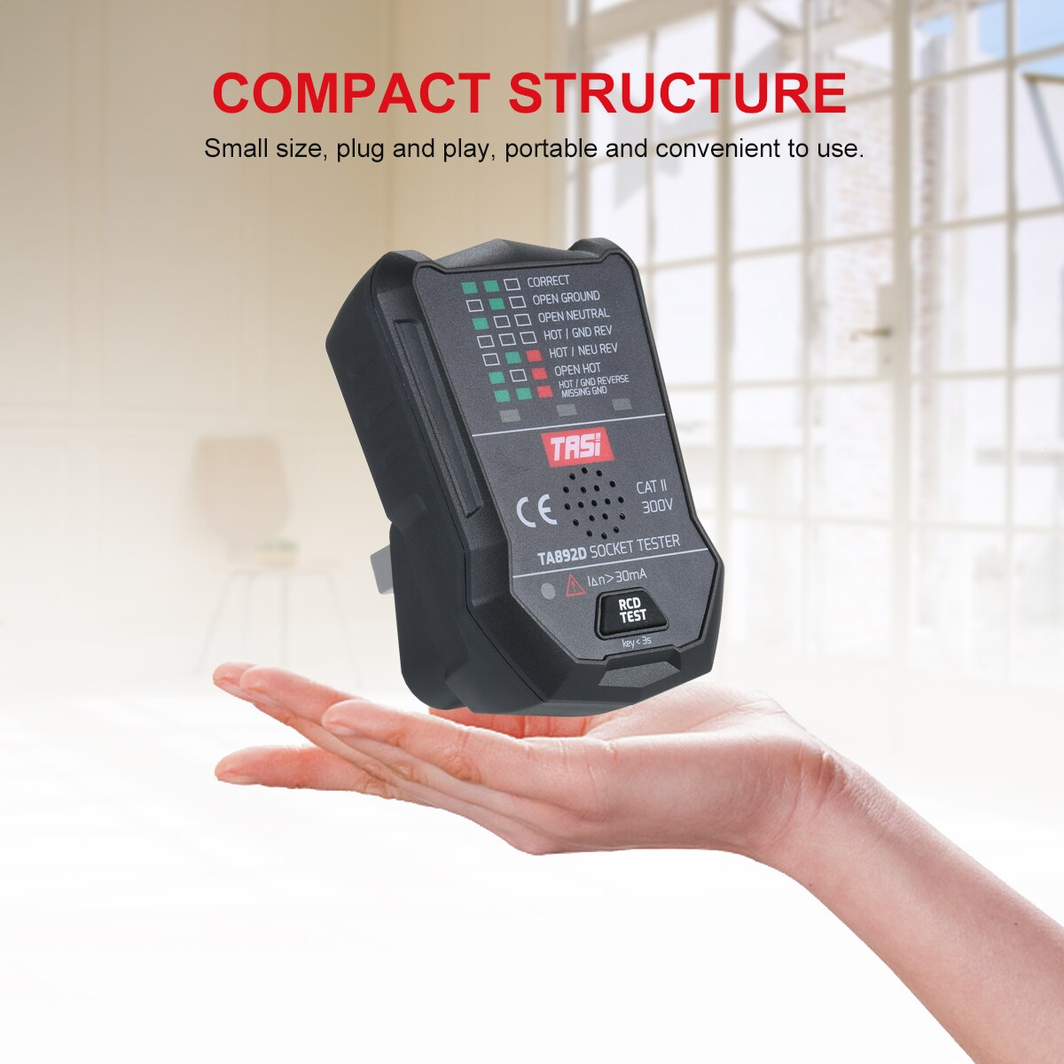 TASI Electric RCD Socket Tester Multifunctional Circuit Detector Ground Wire Zero Line Live Line Leakage Tester Voice Broadcast