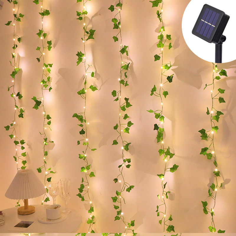 2/5/10M solaire feuille artificielle lumière chaîne extérieure jardin lumière fête de mariage décoration LED fée lumières guirlande décoration