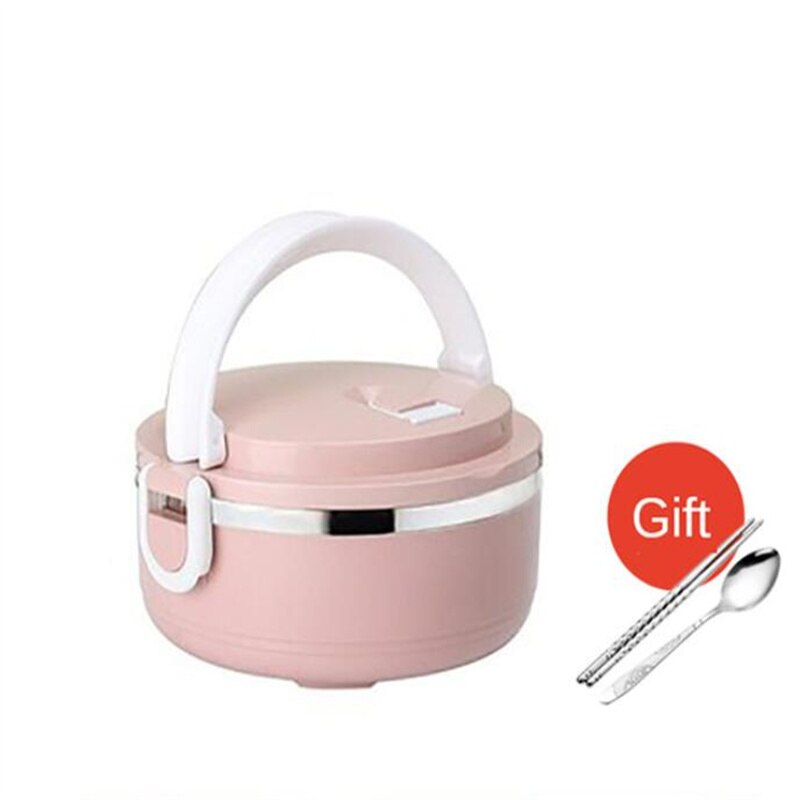Microwave Stainless Steel Thermal Lunch Box Food Storage Box Travel Picnic Leakproof Portable Students Work Adult Lunch Box: Pink 1 Layer