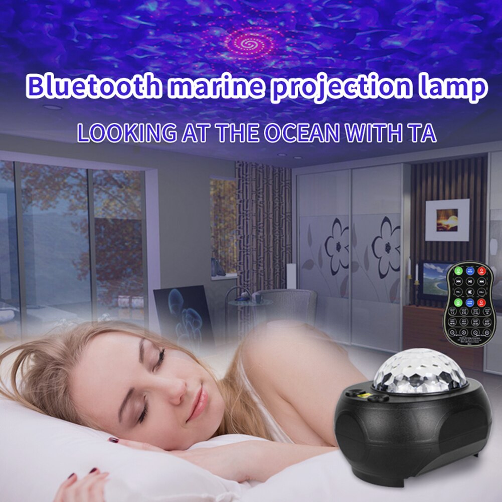 USB Powered LED Star Projector Light Music Bluetooth Remote Control Lamp Galaxy Starry Night Lamp Ocean Wave Projector
