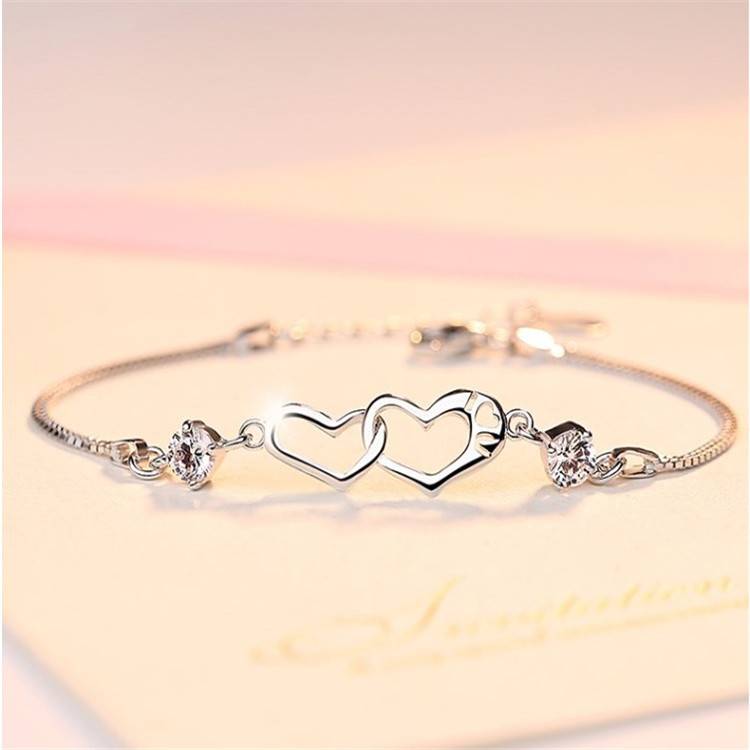 Jewelrytop 925 Sterling Zilveren Classic Crystal Heart Armbanden Bedels Voor Vrouwen Party Bruiloft Sieraden