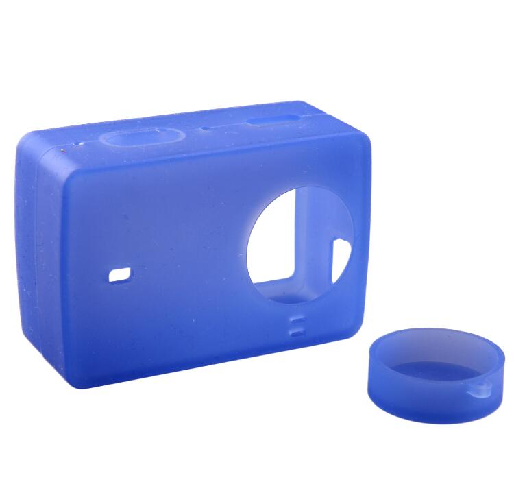 Housse de protection en Silicone Gosear coque de protection capuchon d'objectif en peau pour Xiaomi Yi 4 K XiaoYi 2 II Xiomi 4 K Gadget de caméra d'action: blue