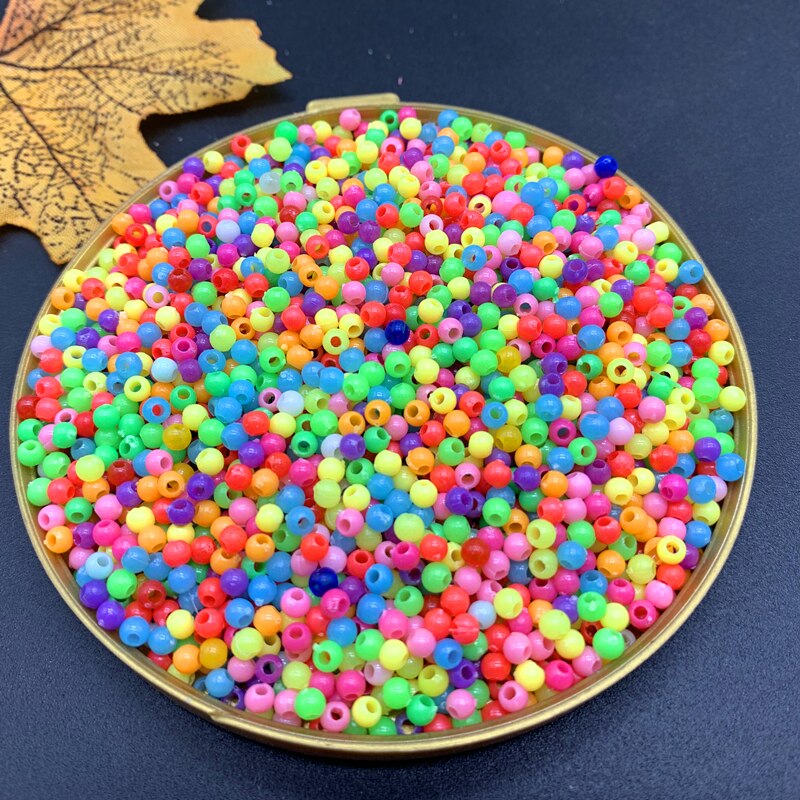 1000/500 pcs /lot 3/4mm Multi Colors Acrylic Round Beads For DIY Bracelets & Necklaces Jewelry Makings Accessories#ZV11: 4mm