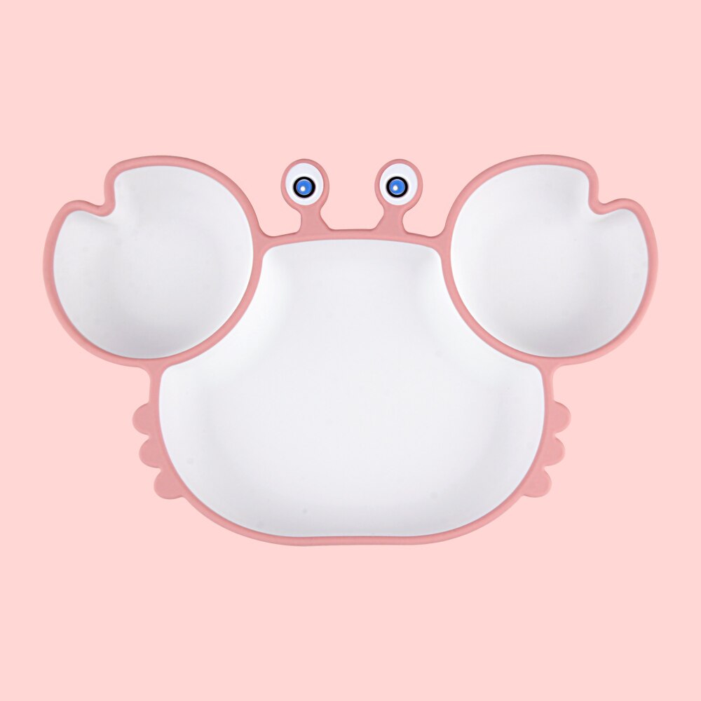 Crab Suction Cup Plate Dispensing Silicone Baby Dishes Set Children's Spoon Compartment Kids Tableware Feeding Kit Food Bowl: P Plate