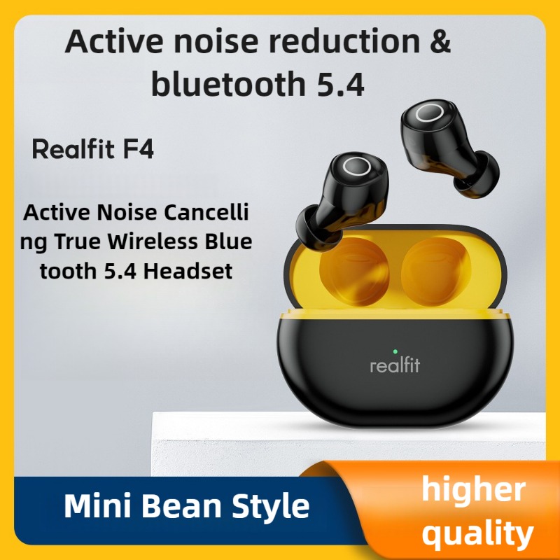 Casque Bluetooth sans fil Realfit F4 ANC suppression Active du bruit Bluetooth 5.4 Mini haricot dans l'oreille vie étanche