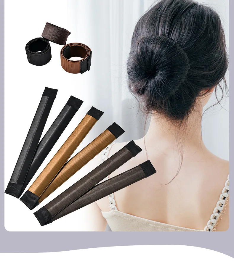 Magic Bun Maker-herramientas de bricolaje, banda para la cabeza de capullo de Donut sintético, banda para el cabello con bola giratoria, accesorios para el cabello para mujeres y niñas, plato francés dulce hecho