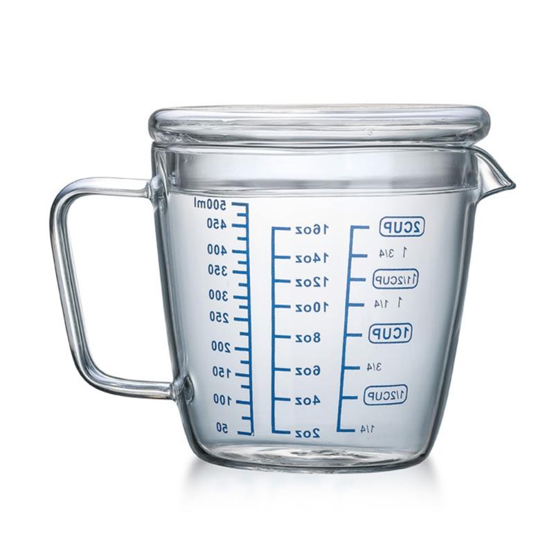 Heat Resistant Glass Measuring Cup Scale Marking Cup Microwave Measuring Cup with Lid Y5JC: A / 500ml