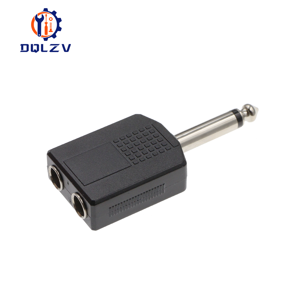Estéreo Mono 1/4" Y Splitter Adaptador de audio Divisor 6.35 Macho Jack a 2 Hembra 6.35: Verde militar / 5-9 Unids