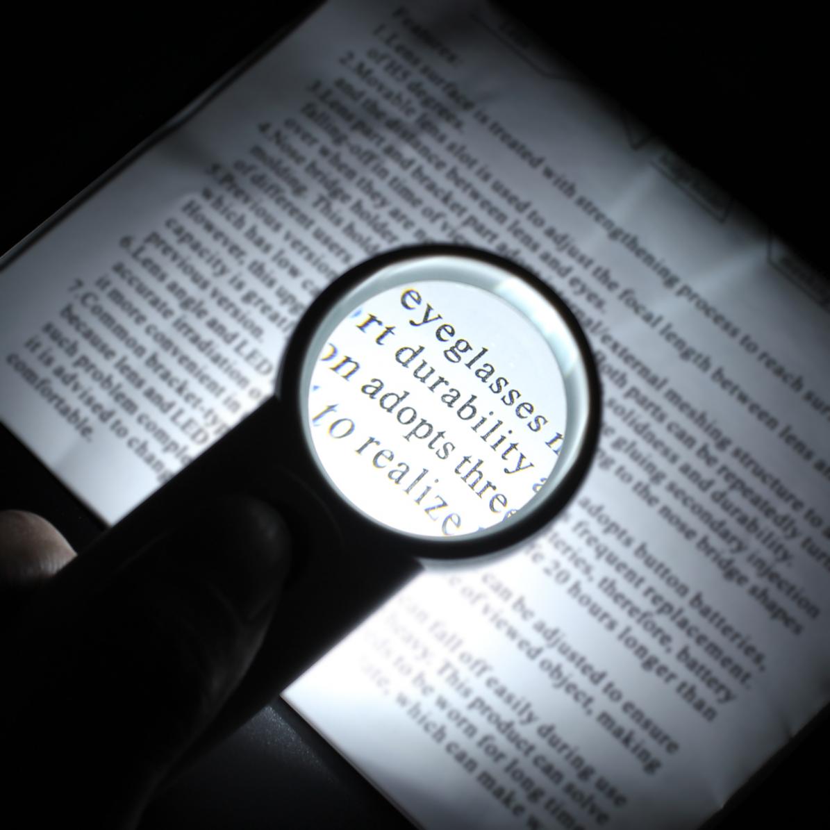 Multifunksjonell 15x- forstørrelseslampe bærbar håndholdt smykkeforstørrelsesglass leser kart avisforstørrelsesglassverktøy med led-lys