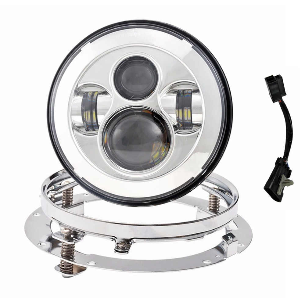 7 tommer rund led -forlygte fjernlys 7 "forlygter monteringsbeslagsringstøtte til harley road king motorcykel