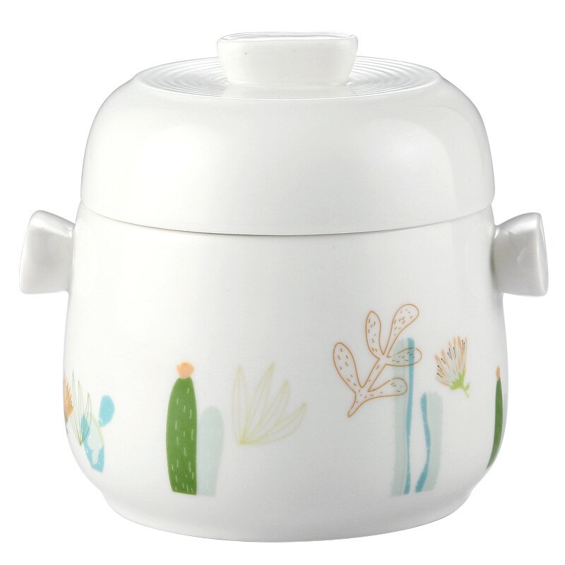 Cuenco de cerámica con asa para sopa, Bol para cocinar a vapor con doble tapa y taza humeante, para carne, carne, huevo, olla de cocción lenta, tamaño grande