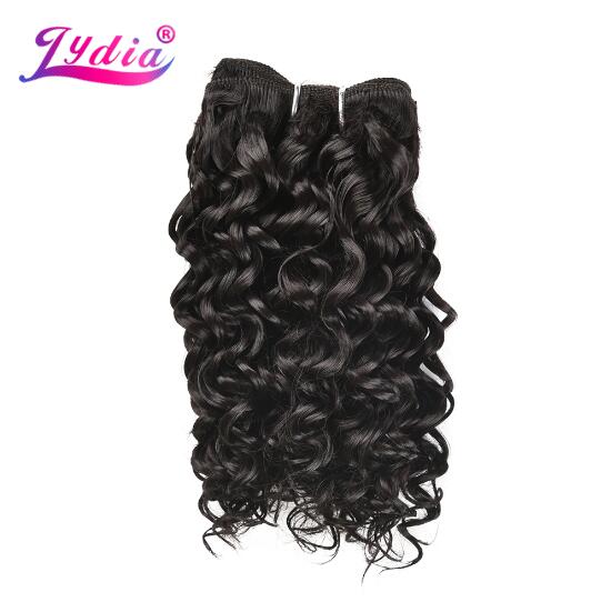 Lydia Synthetic Water Wave Hair Bundles 10 Inch 100g/Bundle Natural Black Pure Color Weave 3 Bundles/Pack Double Weft: #2