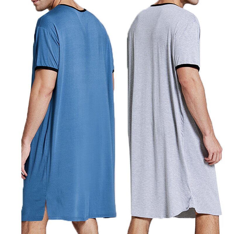 Robe de nuit Vintage pour hommes, pyjama décontracté, ample, vêtements de maison, peignoir respirant, une pièce, grande taille